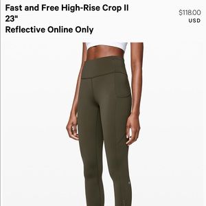 LULULEMON fast and free high rise crop II Size 6